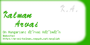 kalman arvai business card